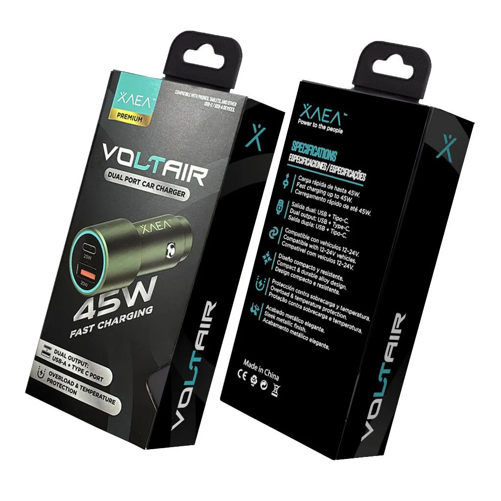 ADAPTADOR-CARGADOR 12V VOLTAIR MODX-517 - 3A - 1USB + 1TC - XAEA - VERDE