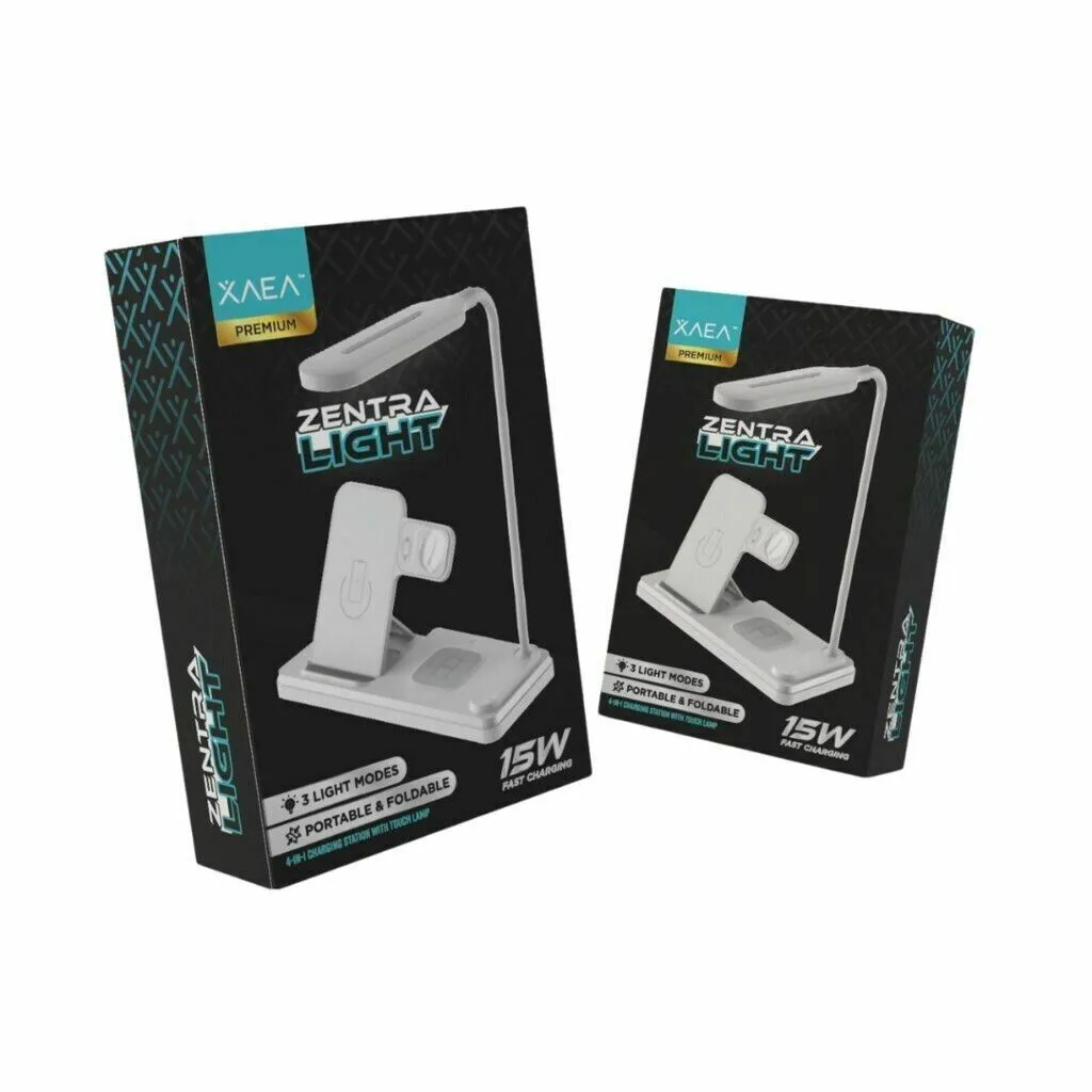 ESTACION DE CARGA INALAMBRICA 4 EN 1 ZENTRA LIGHT-HT503 MODX-000G - NEGRO